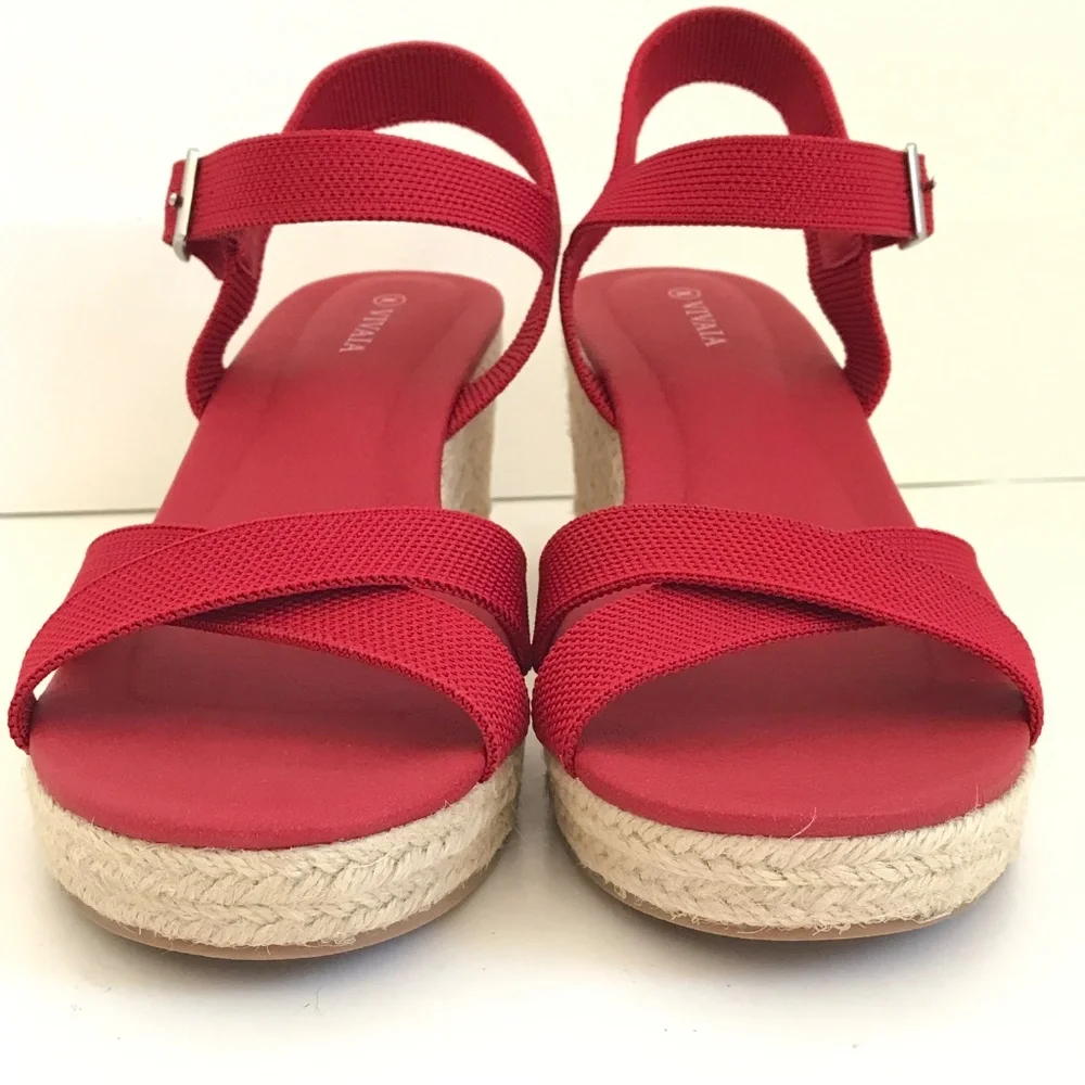 VIVAIA Wedge Sandals Espadrille Sally Sandals Red Women’s Size 9.5